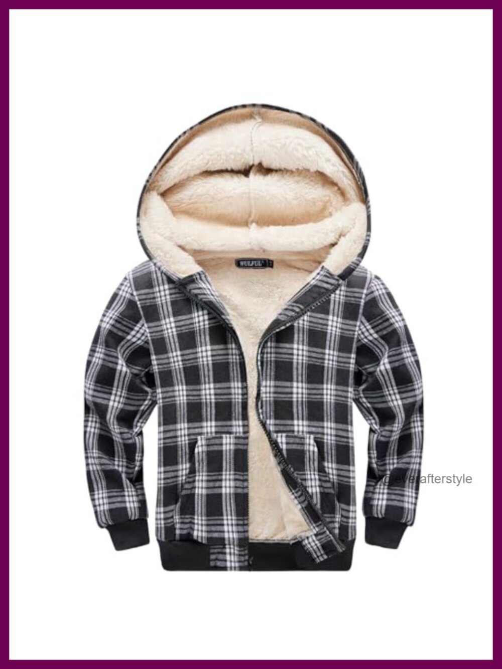 Boys Fleece Plaid Sherpa Hoodie Zip Up Winter Jacket